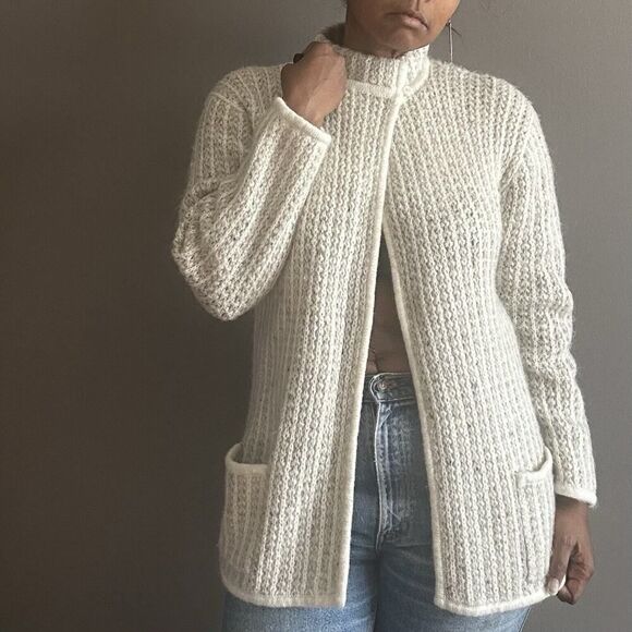 Vintage Bramble Lane Cardigan Sweater Open Front Single Button Gray Women’s Med - Picture 1 of 11